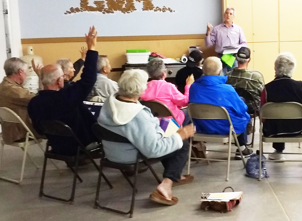 Group of retirees during an ecology lesson