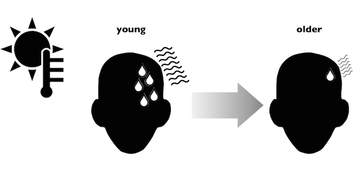 sweating graphic, young verses old