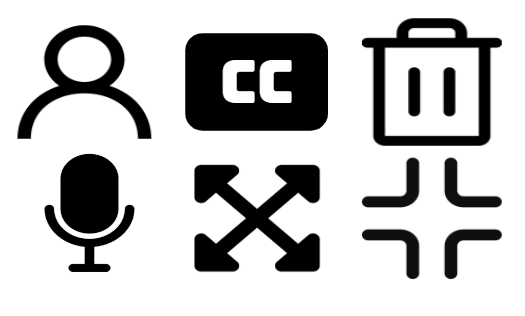 Contact, carbon-copy, trash, microphone / voice-to-text, expand, contract icons