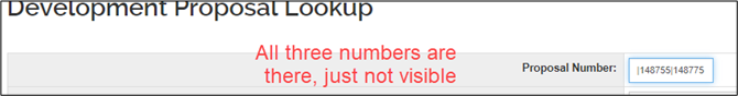 development proposal lookup