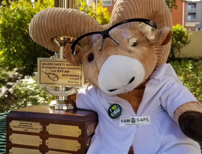 Cam the Ram with trophy